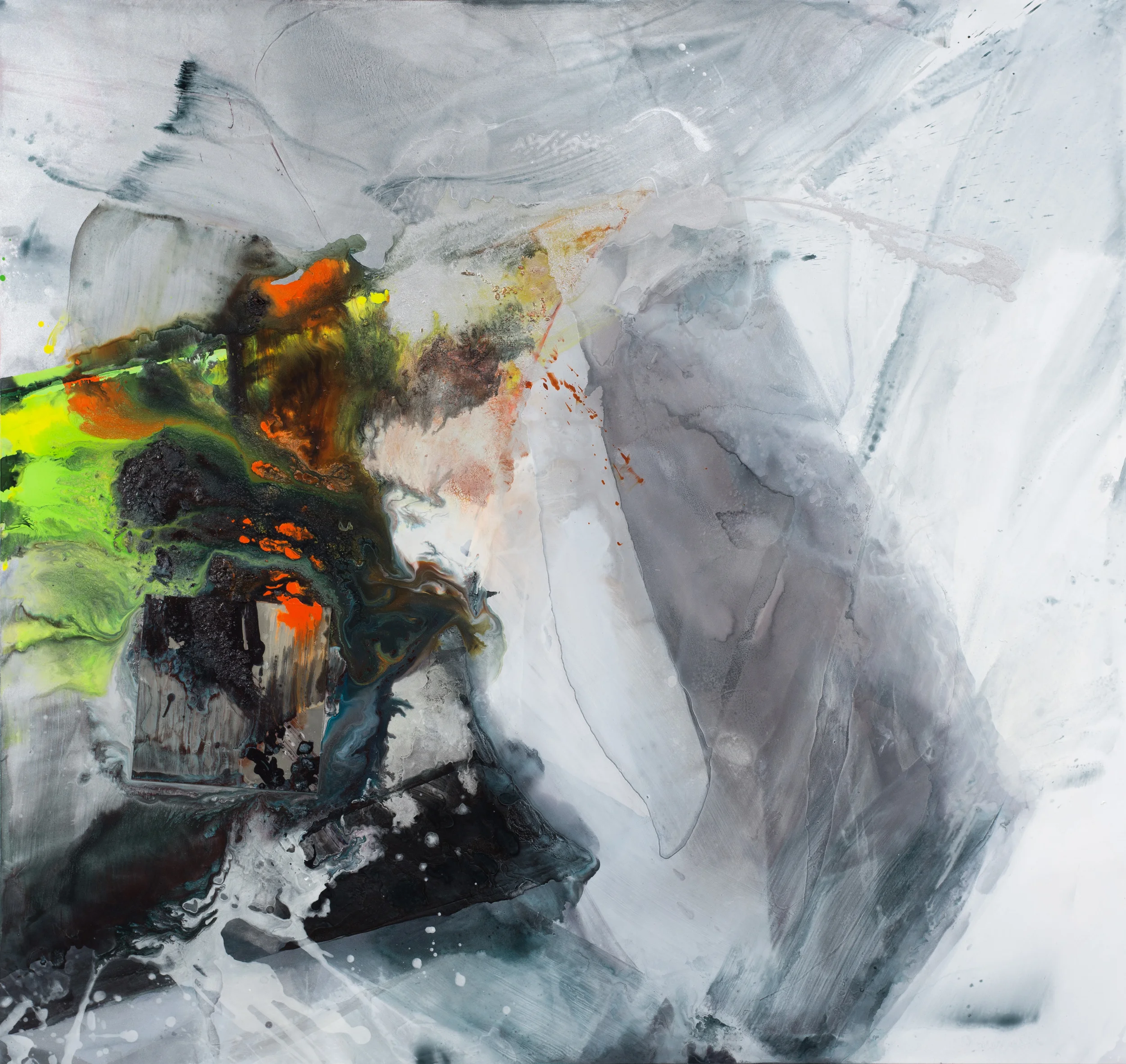 Black Pond , 2015 Acrylic on polyester with mirror 73 x 69 inches