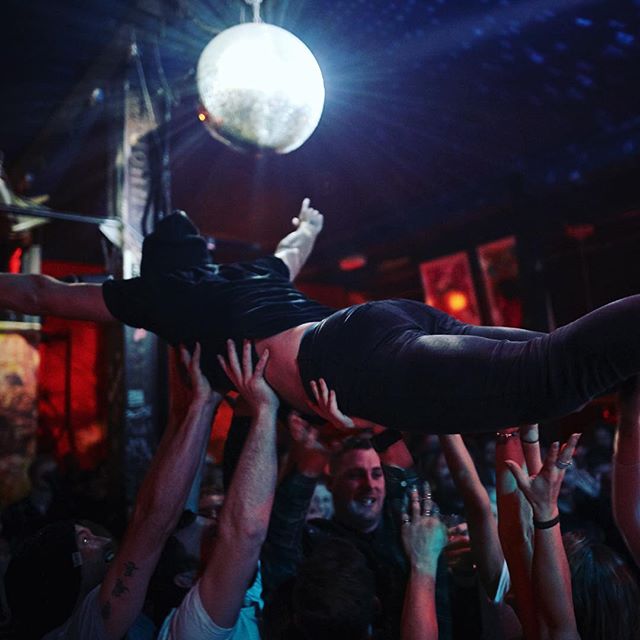 Weeeeeeeeee! #theplaidians #albumlaunch #livemusic #indieartist #revolverupstairs @revolverupstairs #stagedive #crowdsurfing