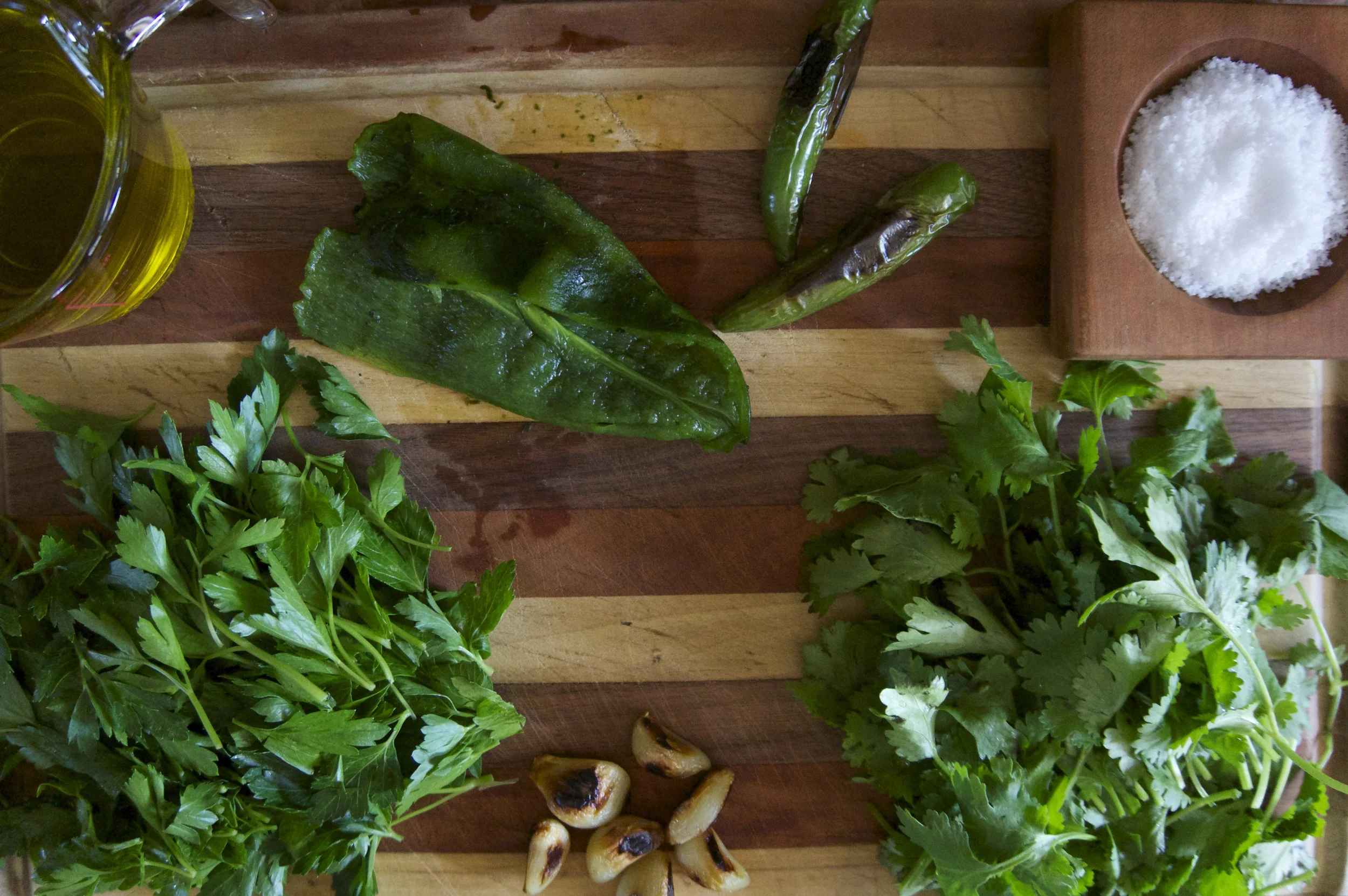 All the ingredients ready to go for a delicious adobo verde.