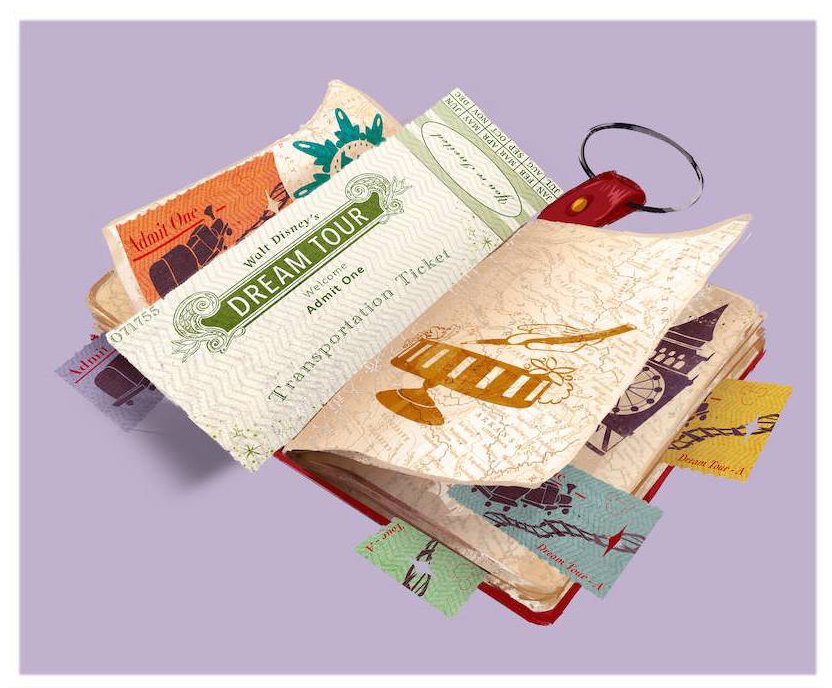 When the day is done, you'll have your "Dreamer's Log" full of memories. Collect all the stamps and tickets to help you remember your magical experience.