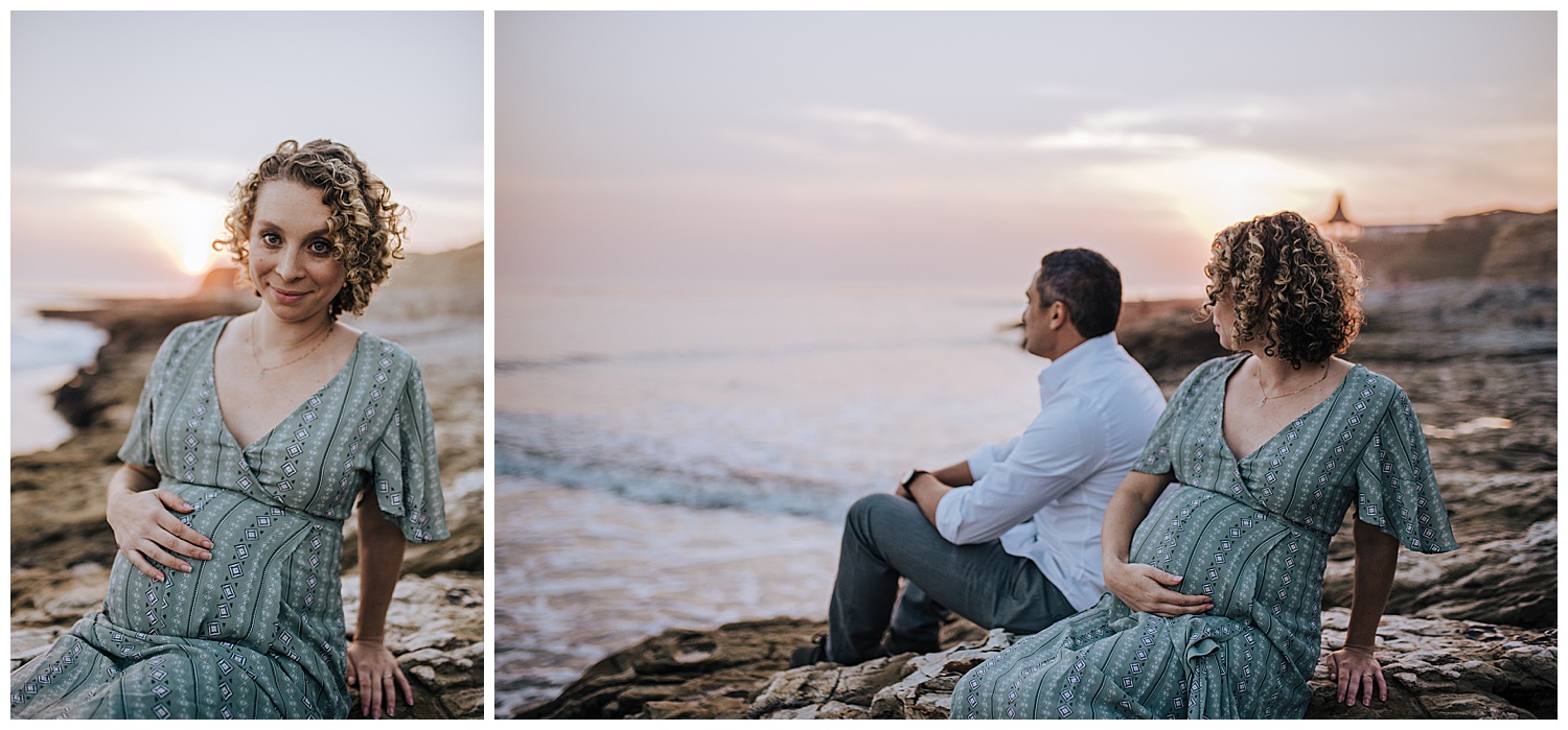 beach maternity session at sunset in santa cruz