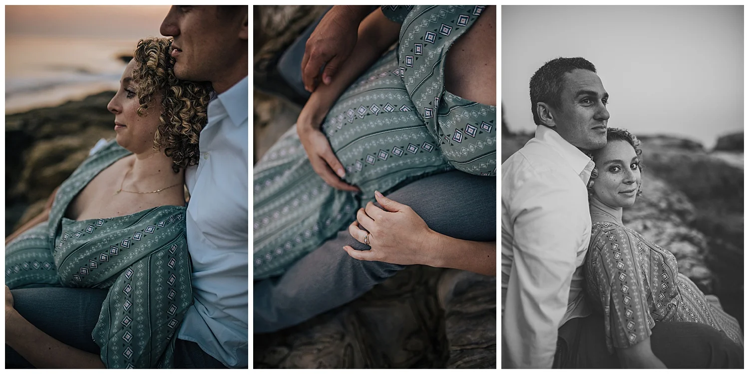 beach couples maternity session at sunset in santa cruz