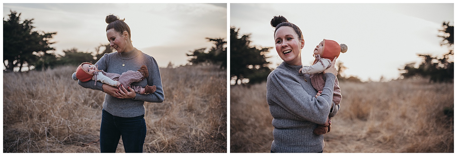 family session at sunset in field