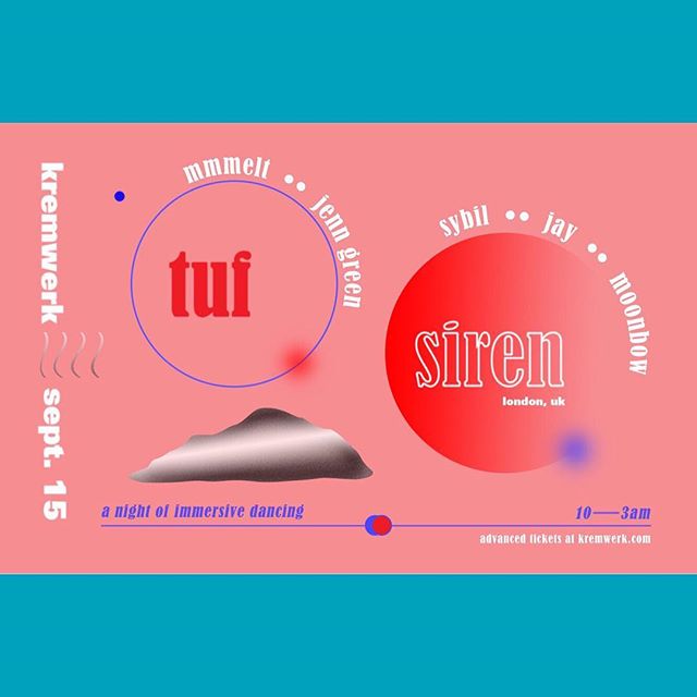 TONGHT is the night! Come support female, nonbinary and trans artists making waves from across the world to Seattle. Word is these talented folx smashed the room at Honey Soundsystem in SF and Sacred Sound Club in Vancouver.
Just few hours left to purchase advance tickets before they are $15 on the door: http://bit.ly/TUFSiren 🌎 🌎 🌎TUF x SIREN 🌎 🌎 🌎
Running order:
10:00-12:00am
🐙 Jenn Green, TUF 🐙
🦋MMMELT, TUF🦋
12-close
🦀MOONBOW, SIREN 🦀
🐉SYBIL, SIREN 🐉
🐸JAY, SIREN 🐸