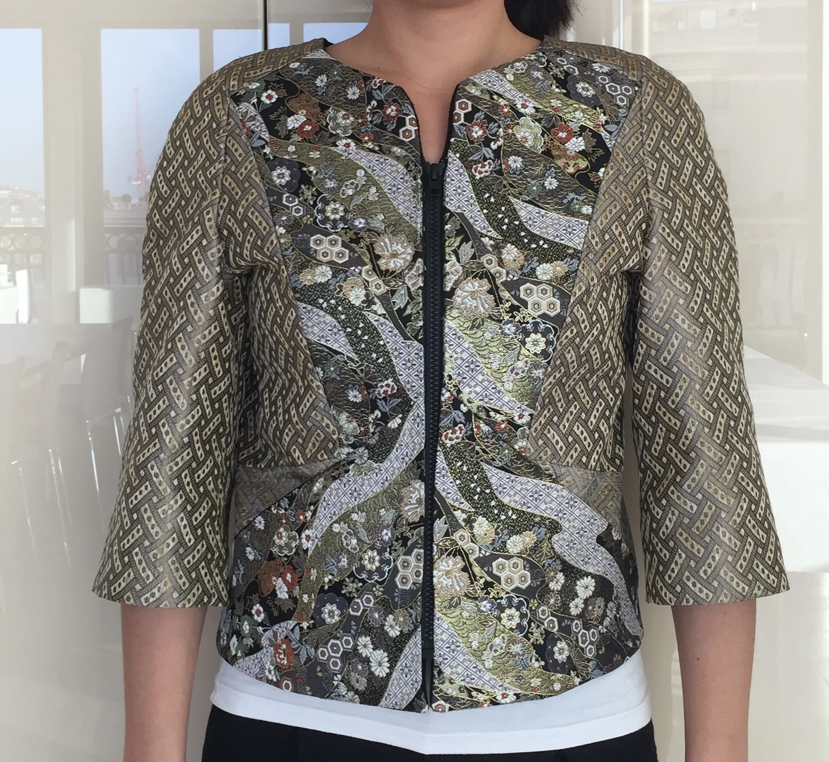 Kimono print mix jacket