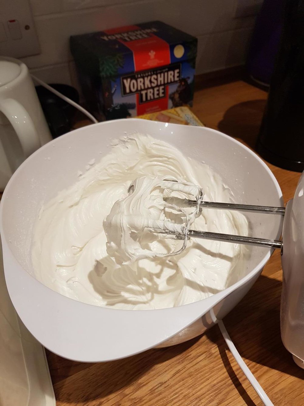 6. Whisk until stiff peaks start to to form and the icing appears glossy. 