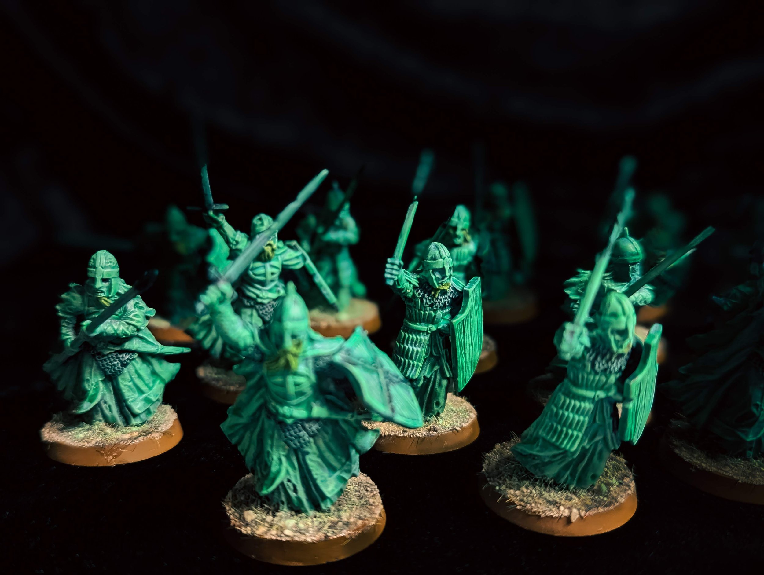  Games Workshop Army of the Dead painted miniatures on a black background 