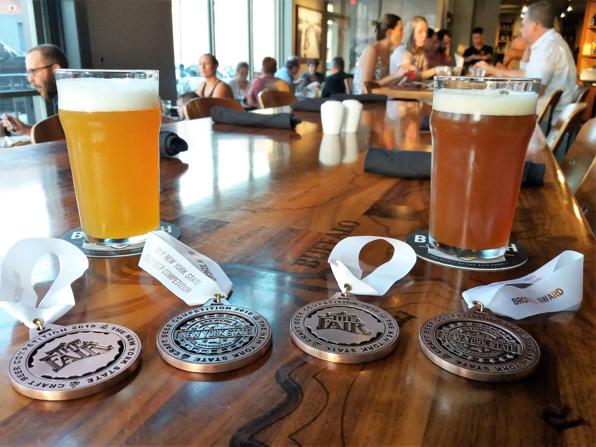 Awards won for Hayburner, Deep Cut, Cinnamon Apple Amber Ale, and Towpath!
