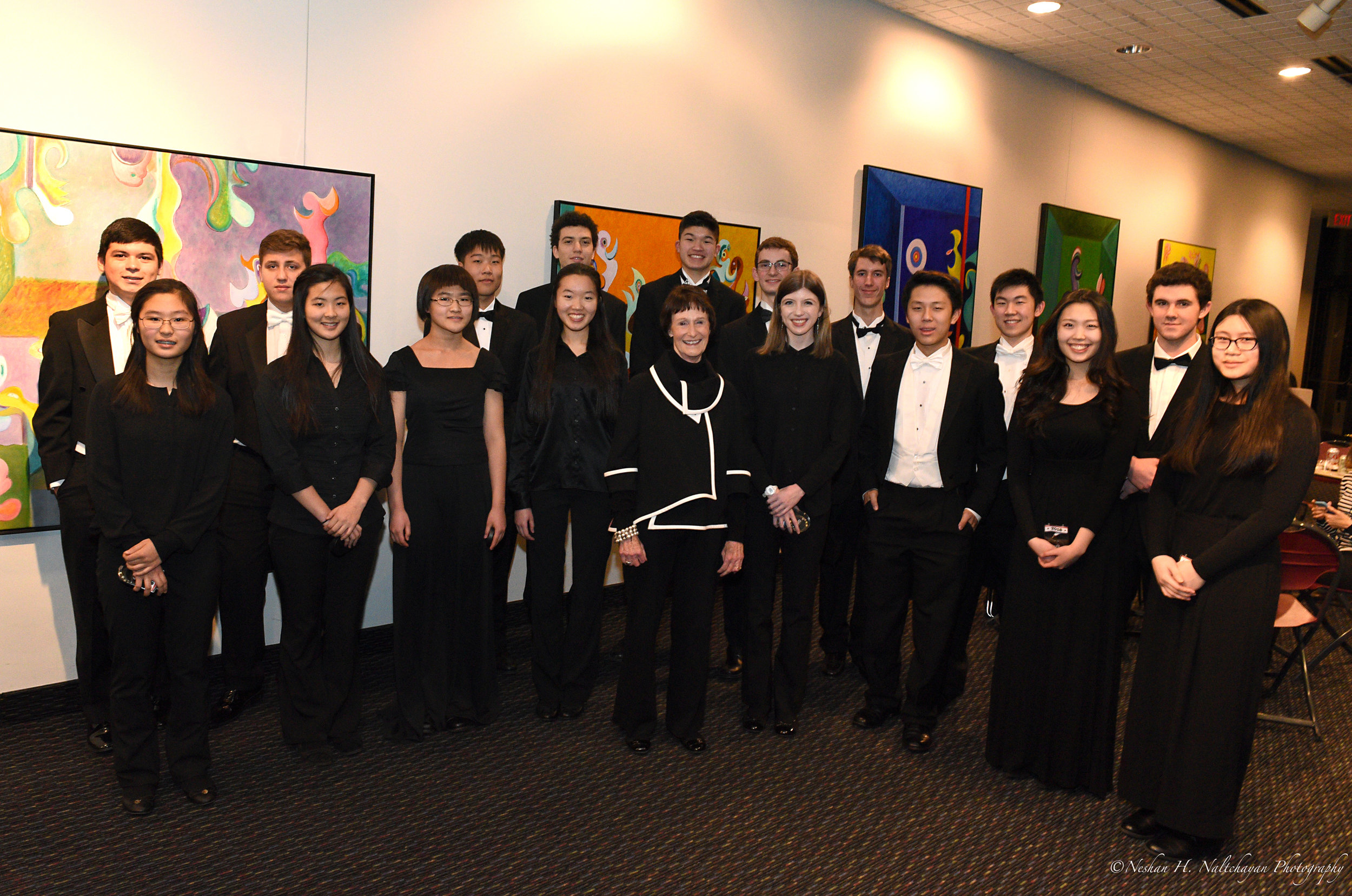 2018 All-Stars Youth Orchestra students with Fairfax County Board of Supervisors Chairman Sharon Bulova.