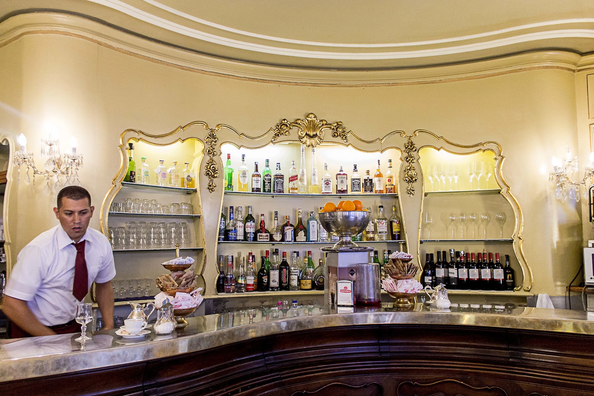 The beautiful and quite stunning interior of the bar of Klainguti's.