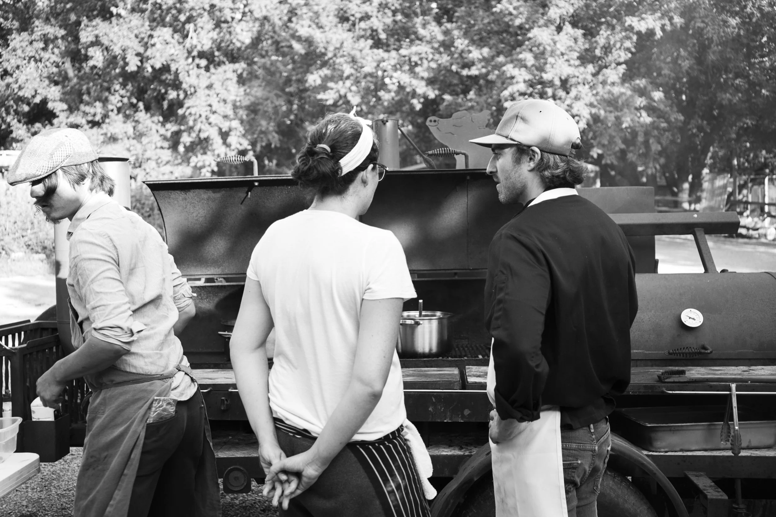 Smoker Chefs Cooking BW H.jpg