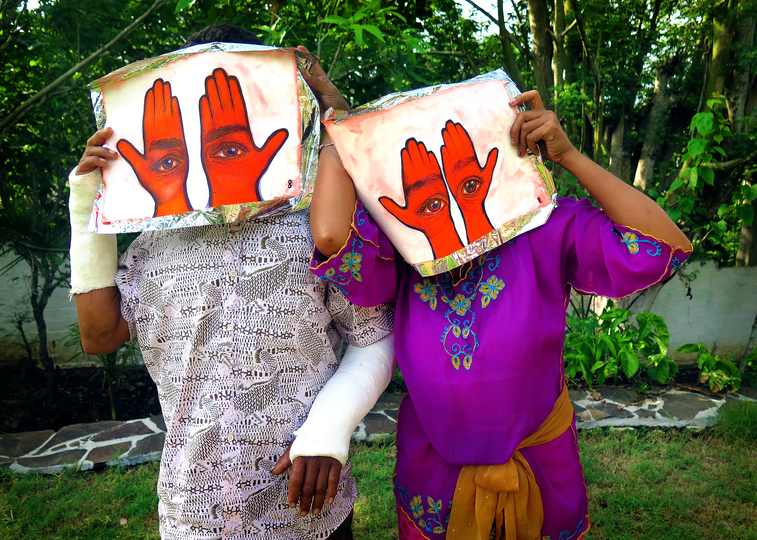 'Khamsa, Sadaqa Jaariyah (Endless Charity): The Refugee Crisis Portrait Project, Balinese Solidarity', 2016. Photo courtesy of artist.