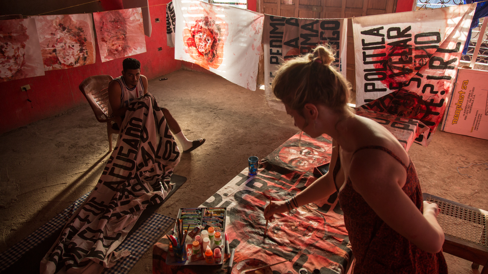 Aubrey Roemer inside of her studio in Chichigalpa, Nicaragua, 2015. Photo courtesy of Tom Laffay. 