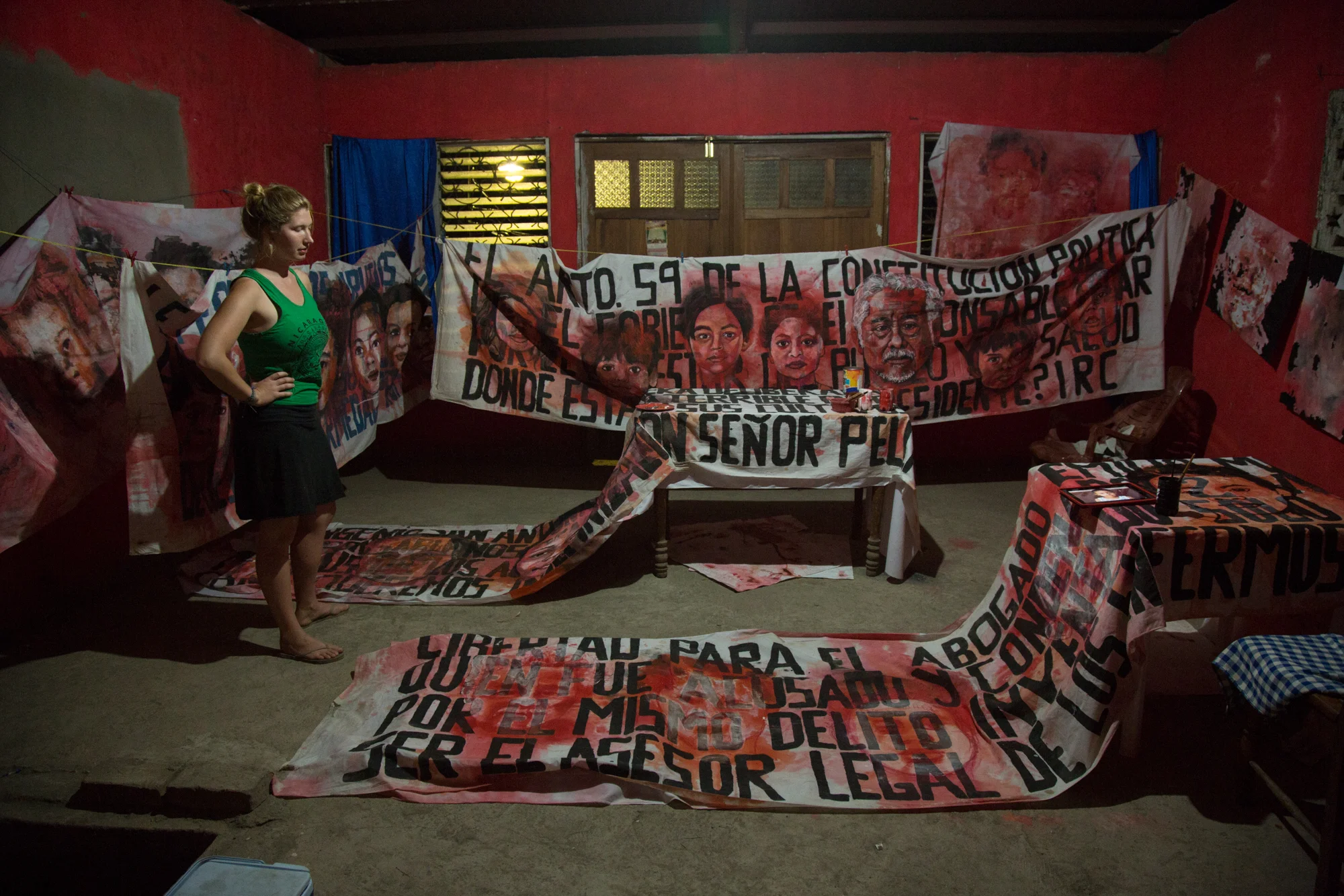 Aubrey Roemer inside of her studio in Chichigalpa, Nicaragua, 2015. Photo courtesy of Tom Laffay.