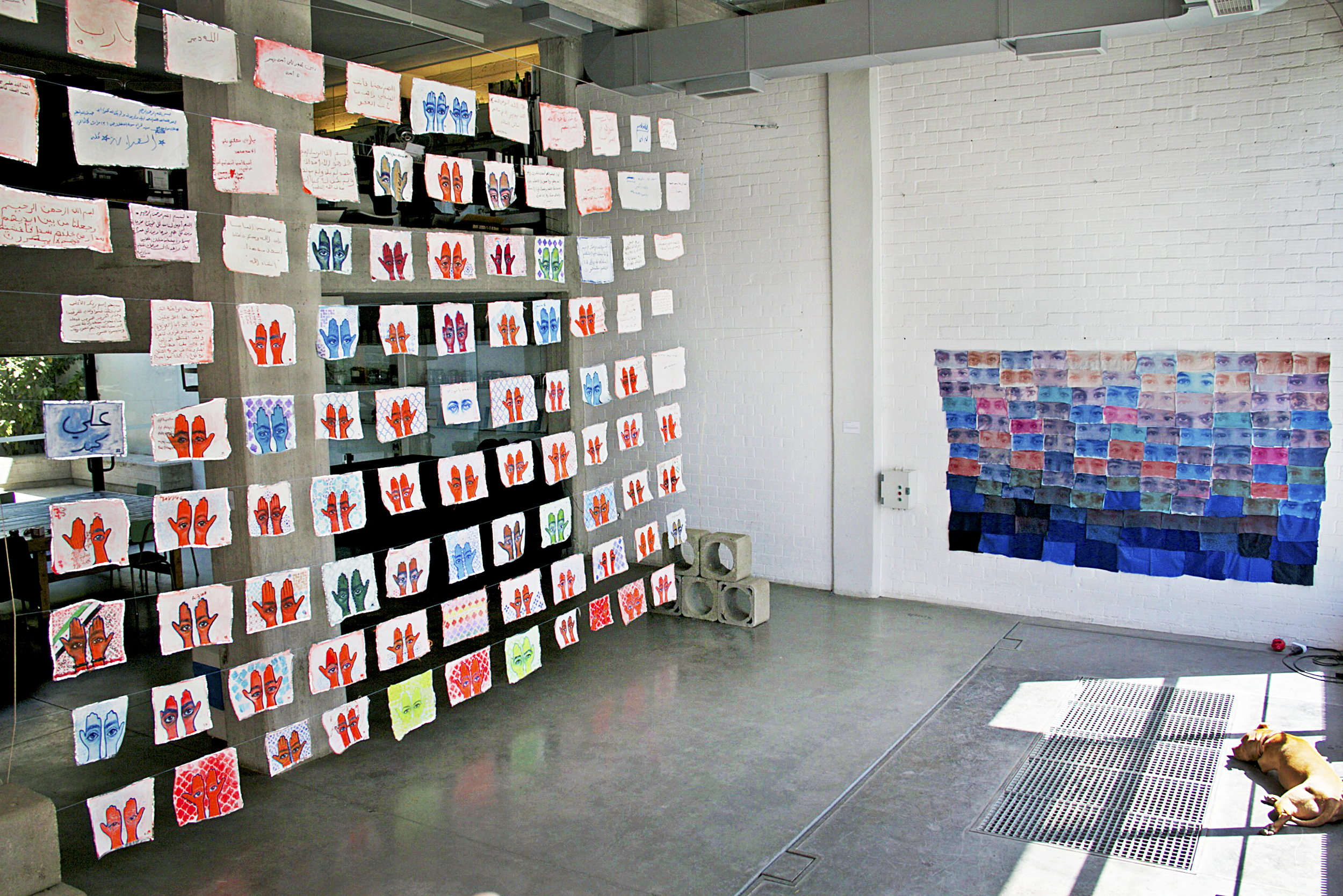 Installation at solo exhibition 'Khamsa' Ε.Δ.Ω. Creative Workshop in Athens, Greece, 2016. Photo courtesy of artist.