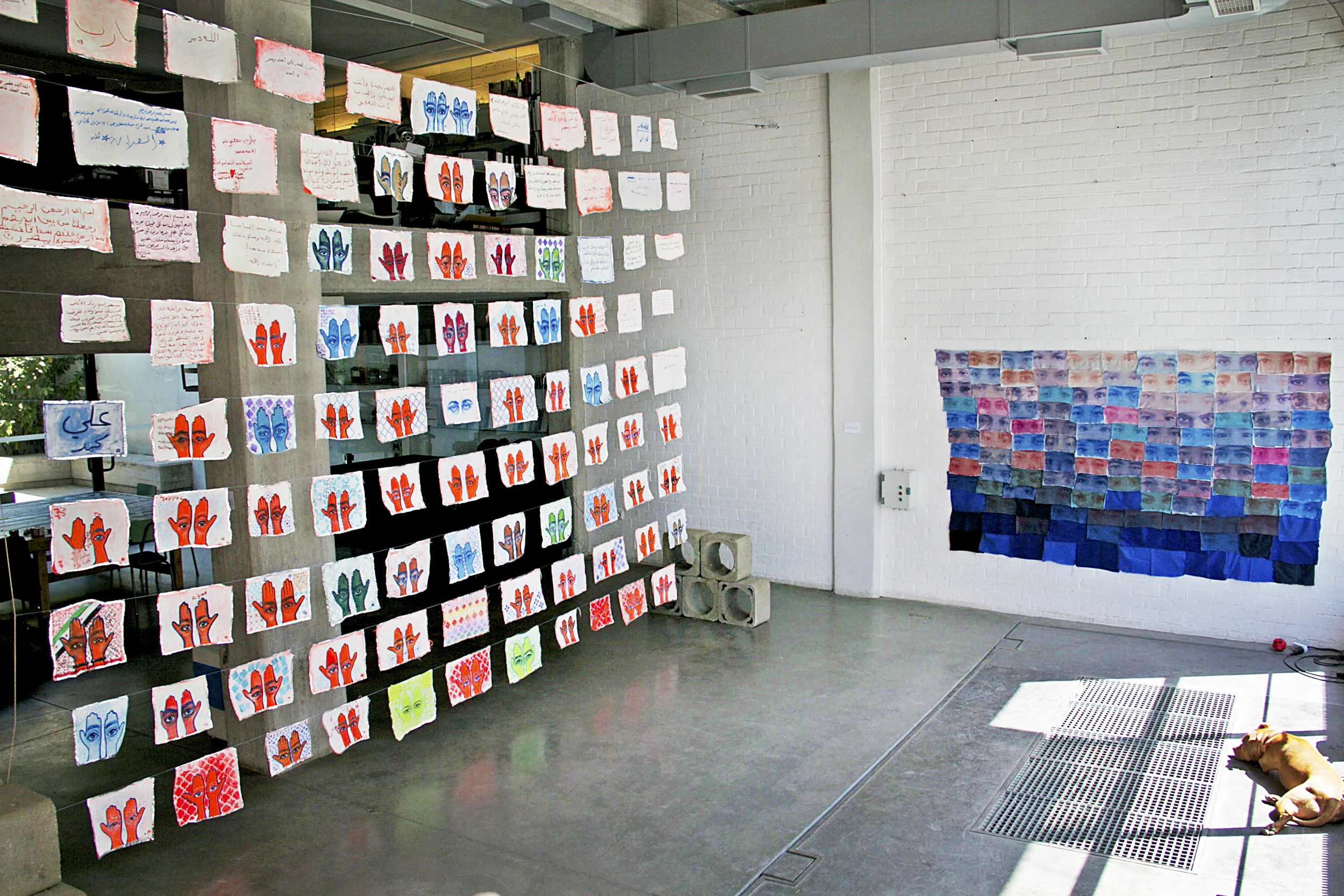 Installation at solo exhibition 'Khamsa' Ε.Δ.Ω. Creative Workshop in Athens, Greece, 2016. Photo courtesy of artist.