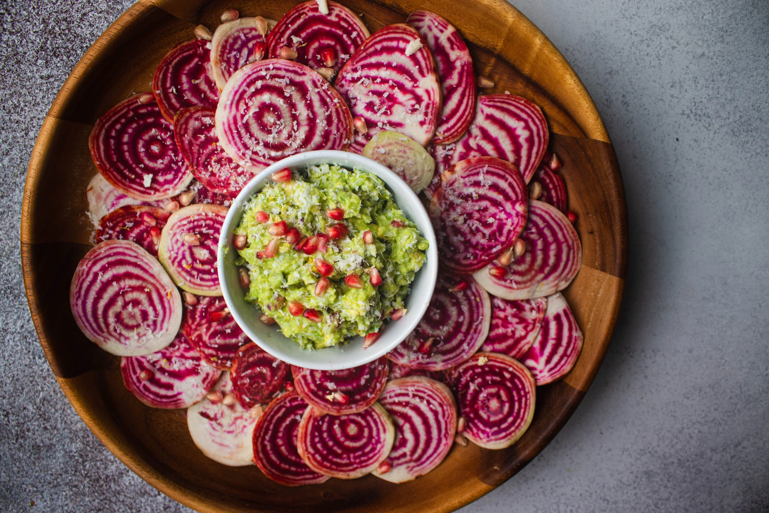 Candy Cane Beet Chips with Winter Guacamole — Kate Cooks