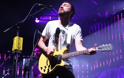 James Mercer of The Shins wearing Paul Frank "Death Disco" tee