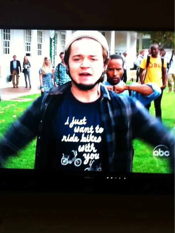 TODDLAND "BIKES TEE" IN A COMMERCIAL AIRED DURING THE OSCARS