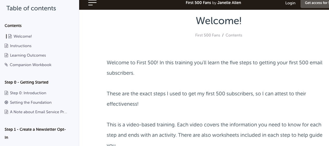 This is what your course looks like for students with Coach.