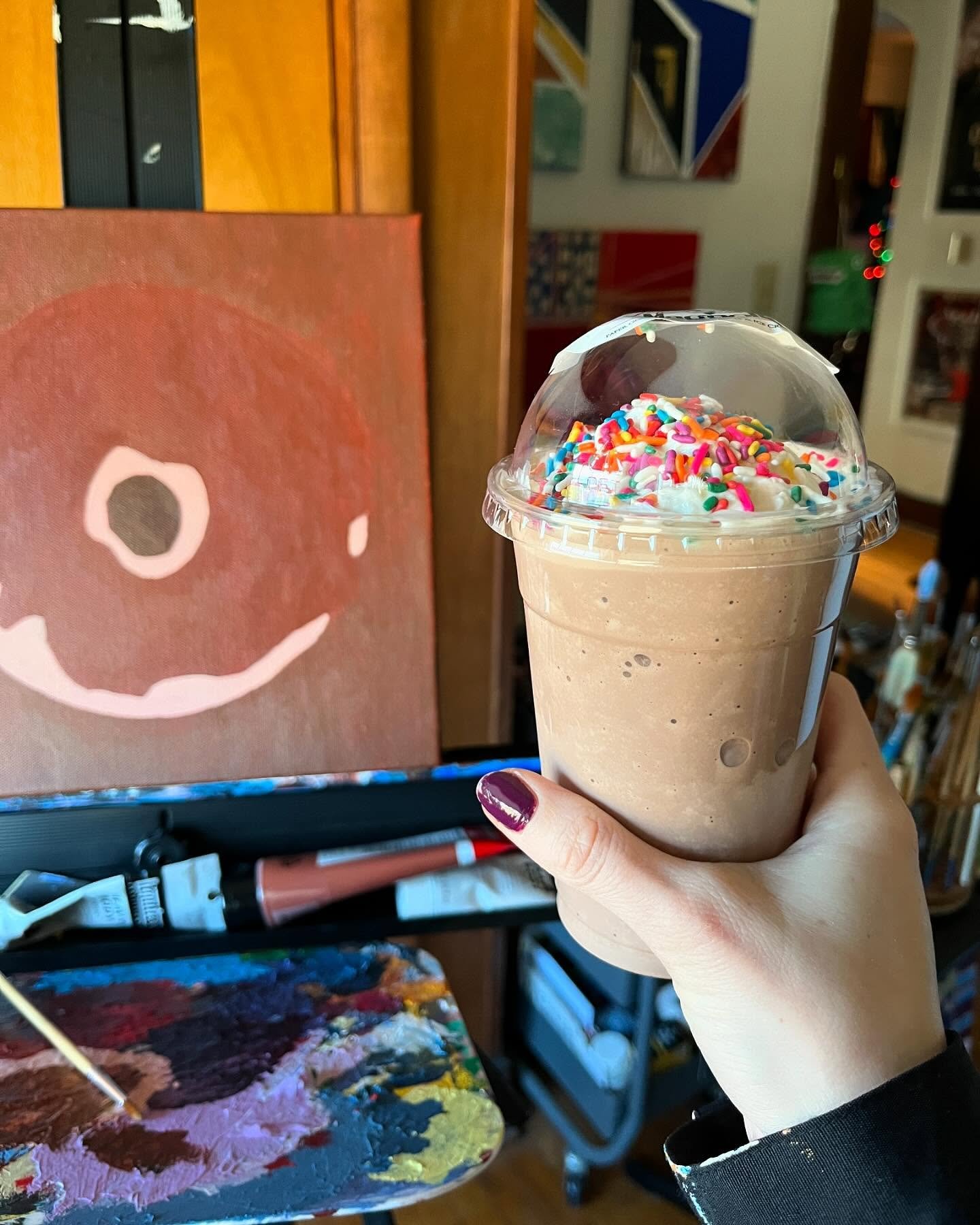 Today would have been David Lynch&rsquo;s 79th birthday. I celebrated with a chocolate milkshake and continued a painting in his honor 🤎