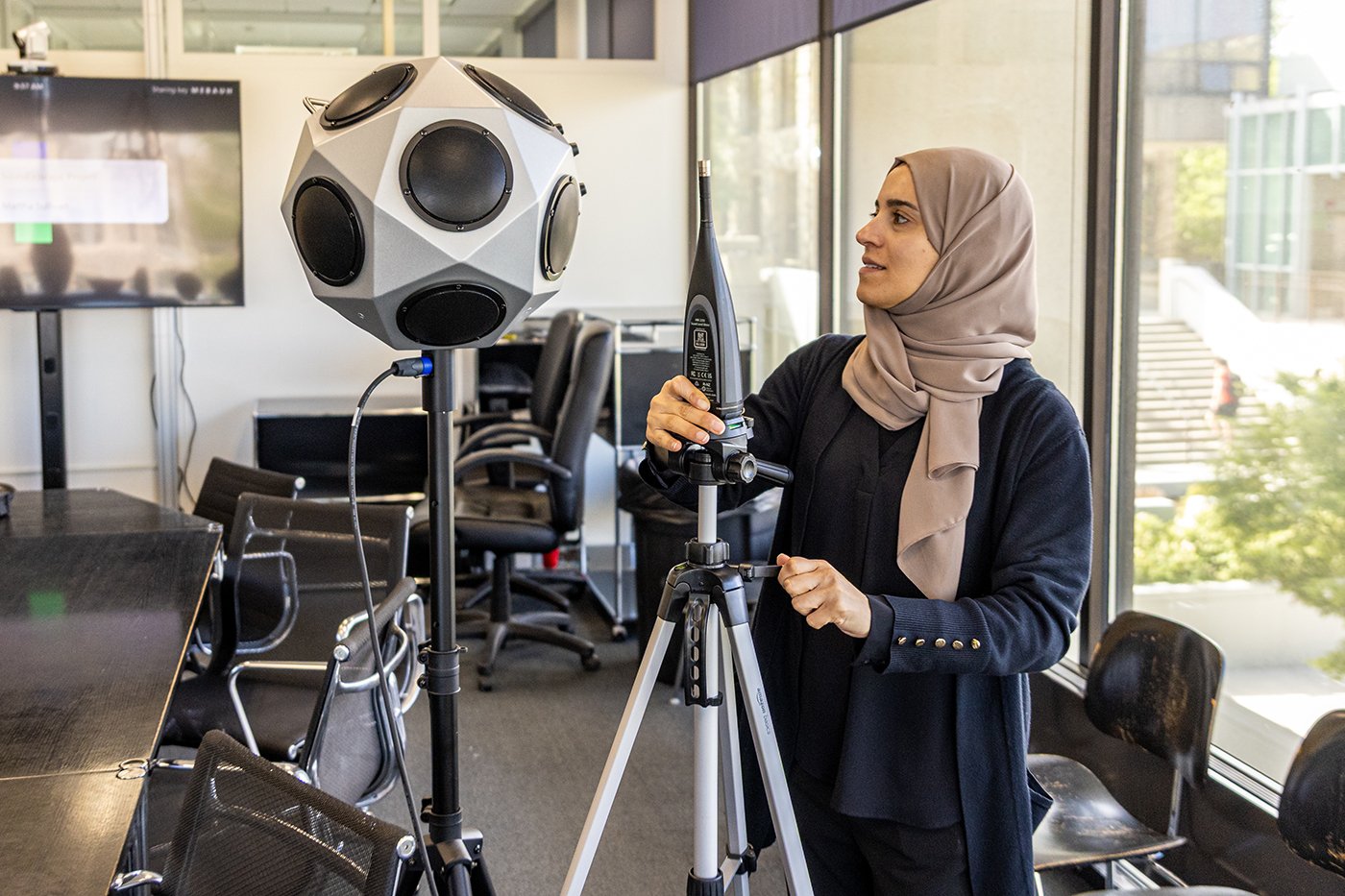 Alaa Algargoosh, assistant professor in @vtarchschool explores how sound affects our minds and bodies. Her research blends architecture, technology, and neuroscience to support emotional health, attention, and well-being through the built environment