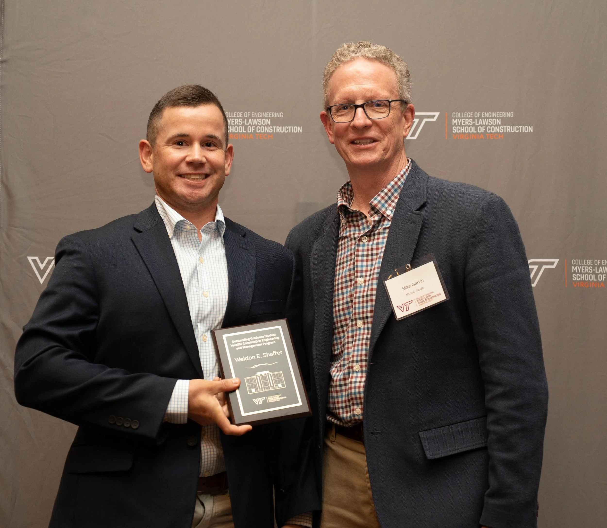 Congratulations to Zeke Shaffer, our Vecellio Outstanding Graduate Student Award recipient! A Radford, VA native and active-duty naval officer, Zeke is finishing his master&rsquo;s degree in the Vecellio Construction Engineering and Management progra