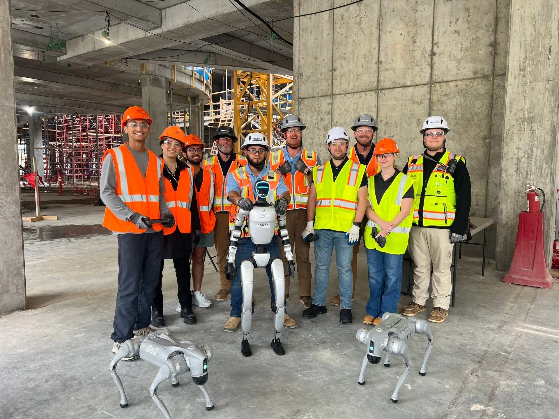Robots, drones, and safety on the jobsite! In honor of @constructionsafetyweek, yesterday we joined @skanskausa at the @virginia.tech Mitchell Hall site to demonstrate robotic technologies that can help enhance construction safety. Automation &amp; R