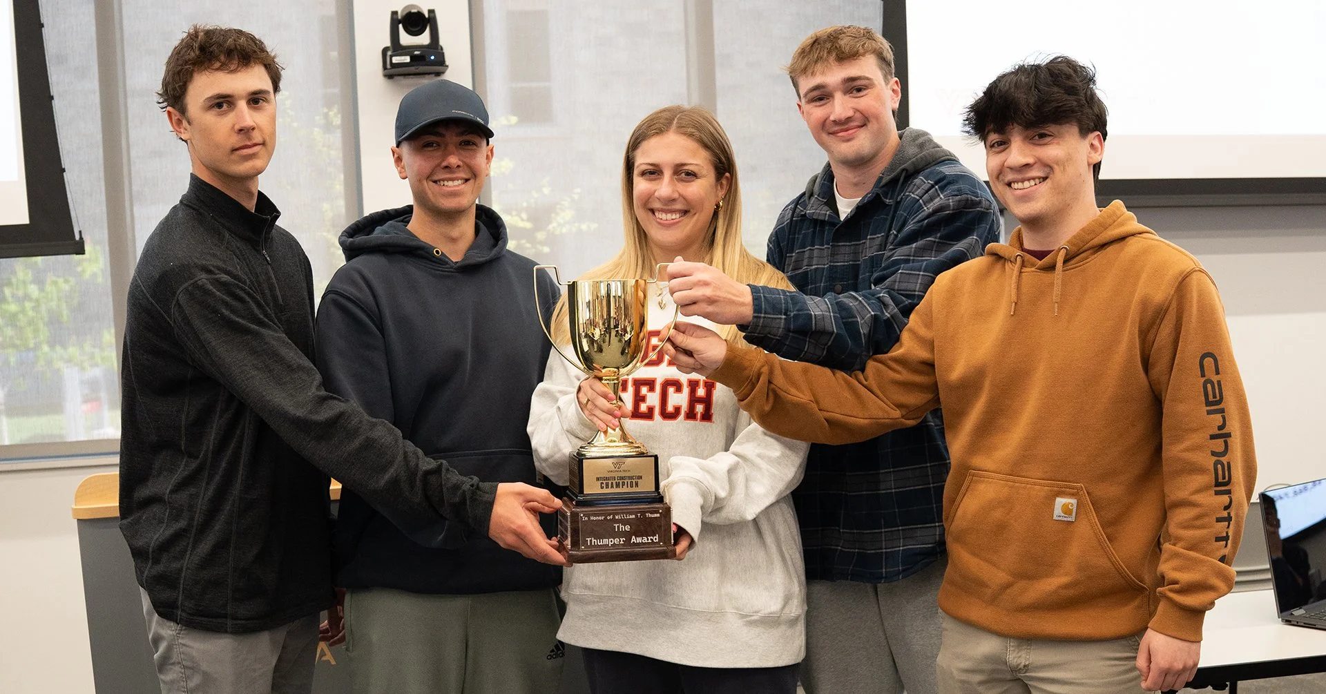 After nine weeks of estimating, scheduling, and managing subcontractors, one team rose to the top in Thumm&rsquo;s Integrated 3 class. Out of 22 teams, this group earned an award presented by the BuildLAB - an honor that will be passed down every yea