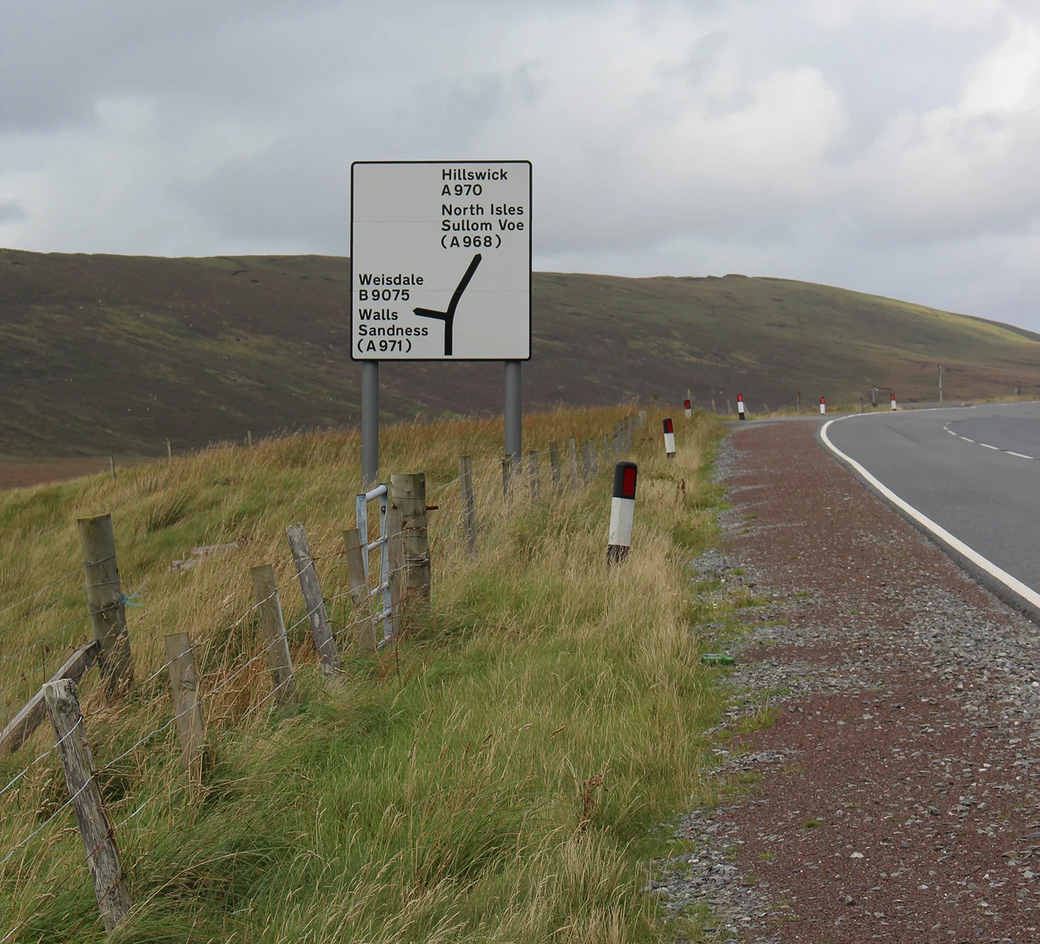 Halfway Hoose on the left (meaning halfway to north isles ferry from Lerwick)