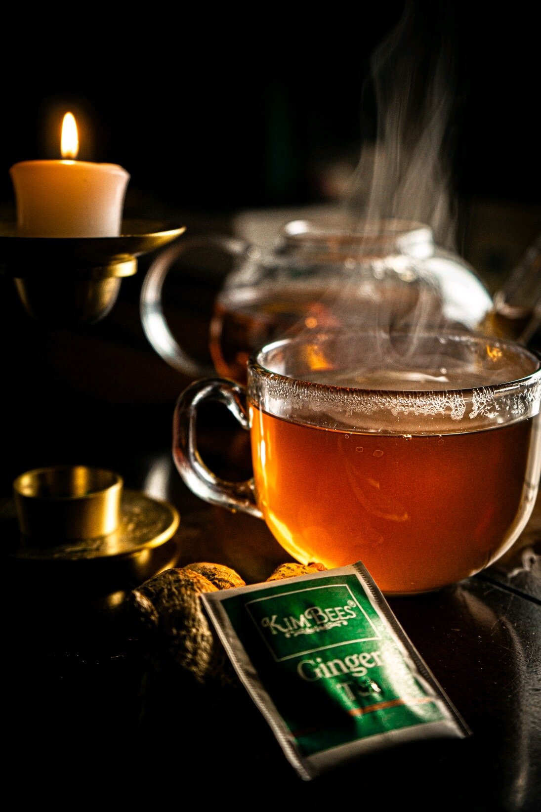 KimBees Ginger Tea with smoke and candle.JPG