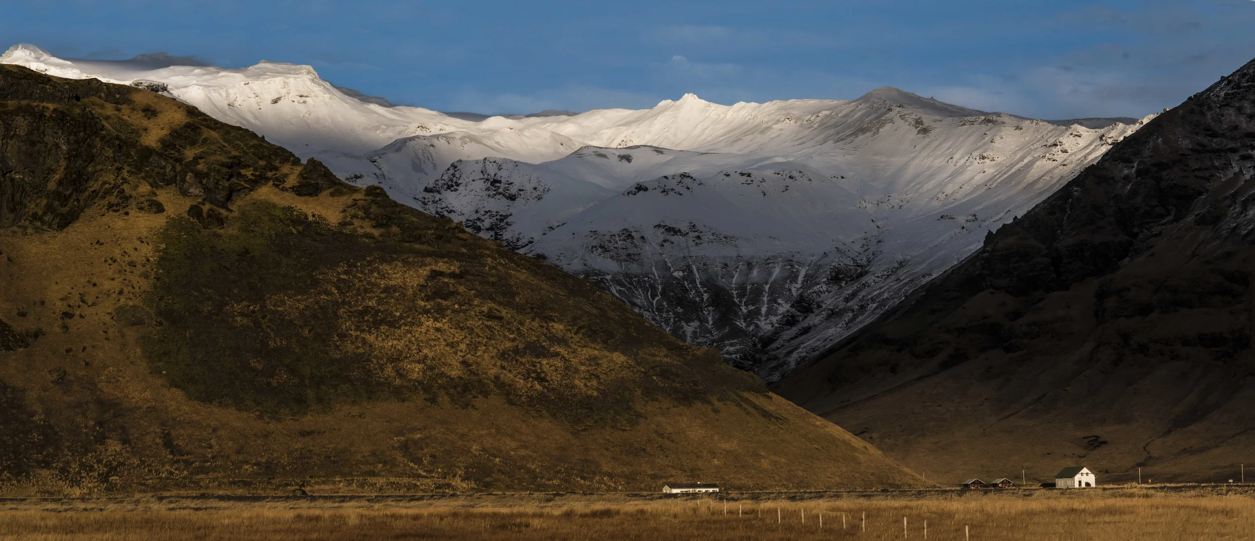 Icelandic Landscape, Mountains and Farmhouses