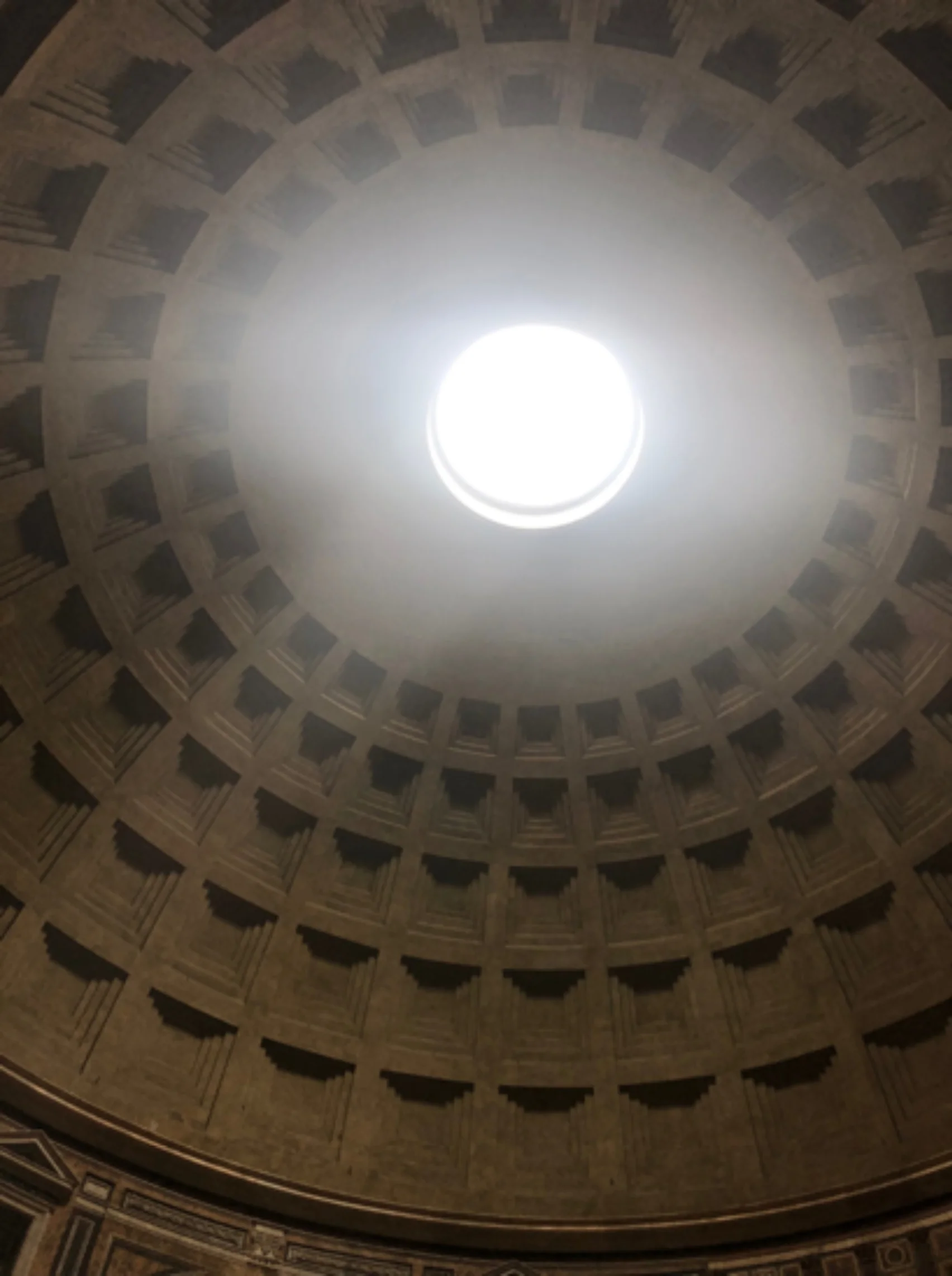 Hadrian’s Pantheon is a temple to all gods. Its ecumenical nature is as encompassing as the celestial space the magnificent and mammoth dome implies. This is the broadest dome in Rome and is a feat of Roman engineering, made of concrete (a Roman invention).
