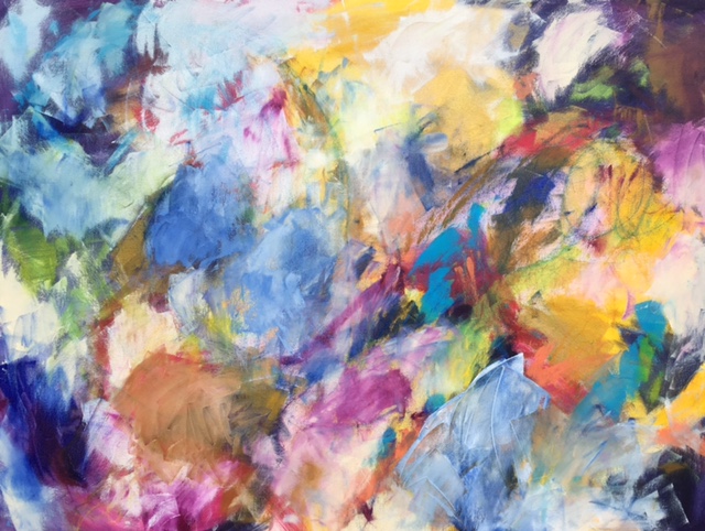 Sold - BIRDSONG, Chloé Meyer original art, 36" x 48", abstract oil painting on canvas