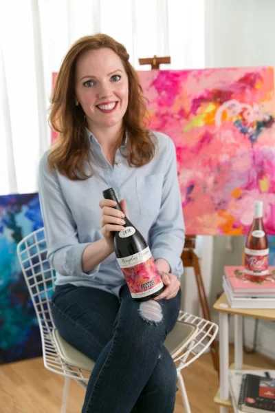 Emerging Abstract Artist Chloé Meyer Wins 2018 Georges Duboeuf Beaujolais Nouveau Label Competition Photo cred: Tory Putnam