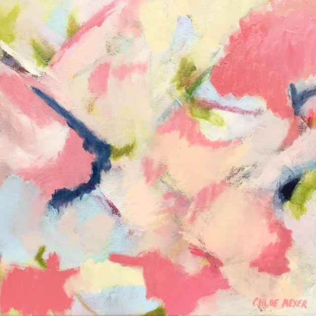 I INVITE YOU TO EXAMINE, Chloé Meyer original artwork, 20" x 20", abstract oil painting on canvas