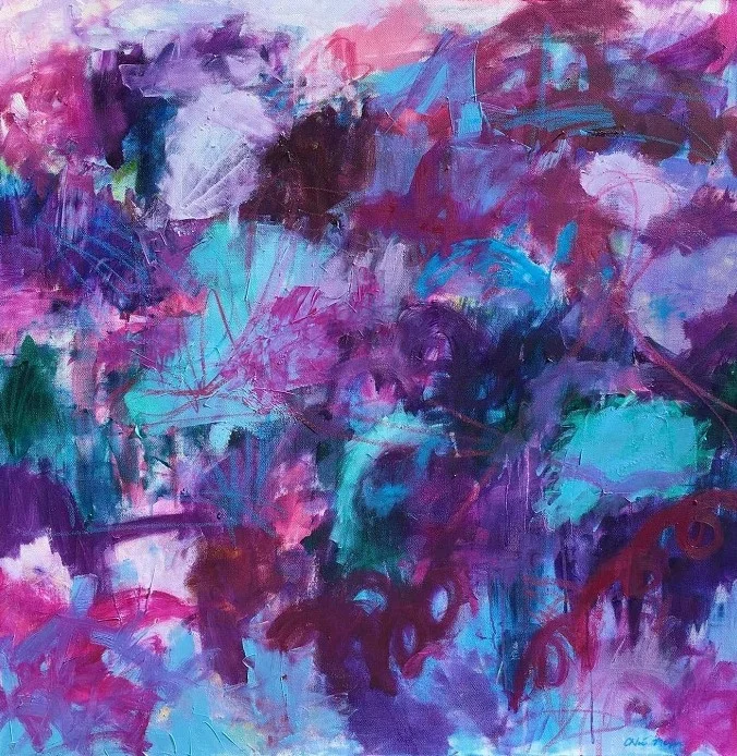 NEW RIVER, Chloé Meyer original art, 30" X 30", abstract oil painting on canvas