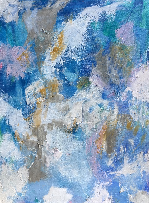 COCONUT ICE, Chloé Meyer original art, 18" x 24", abstract oil painting on canvas