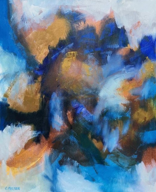 BLUE EYES, Chloé Meyer original art, 20" x 24", abstract oil painting on canvas