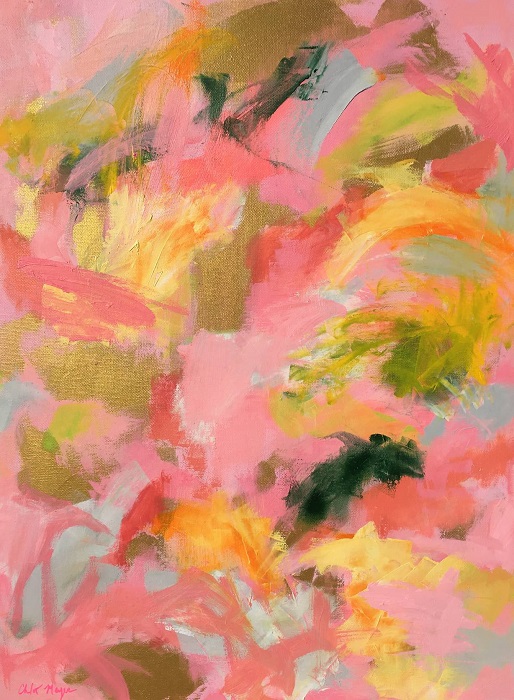SHERBERT SKIES 2, Chloé Meyer original art, 18" X 20", abstract oil painting on canvas