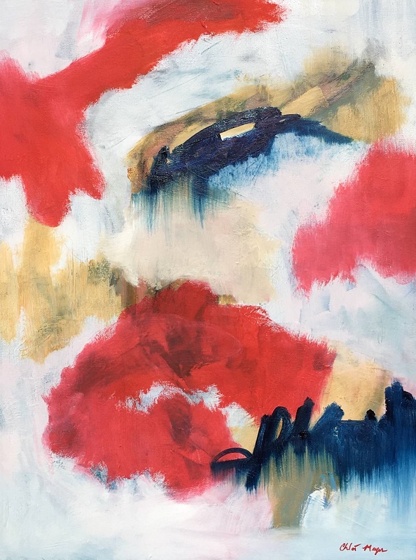LEARNING TO FLY, Chloé Meyer original art, 18" x 24", abstract oil painting on canvas