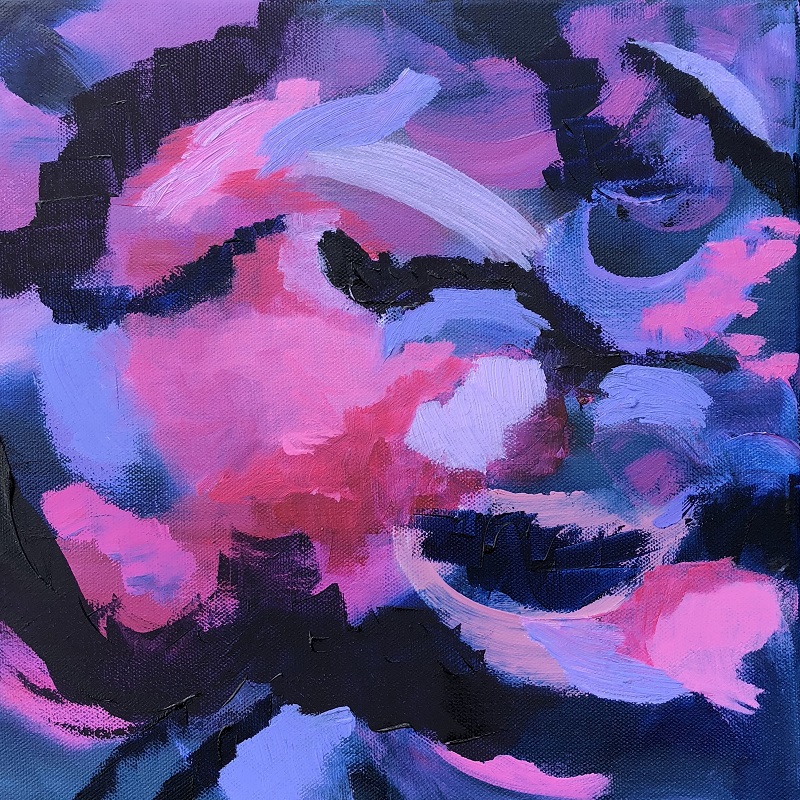 STARLIGHT, Chloé Meyer original art, 12" x 12", abstract oil painting on canvas