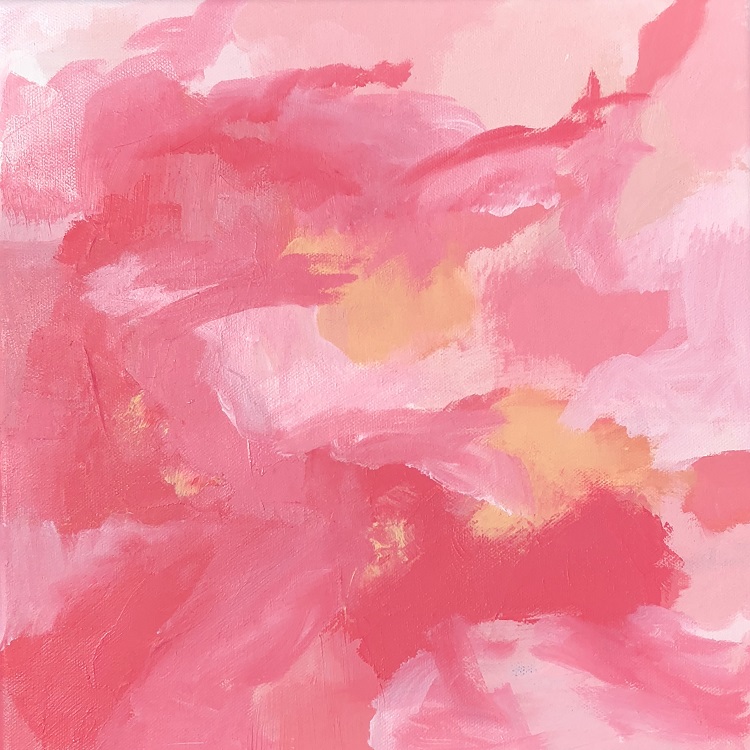 BLUSH DREAM, Chloé Meyer original art, 12" x 12", abstract oil painting on canvas