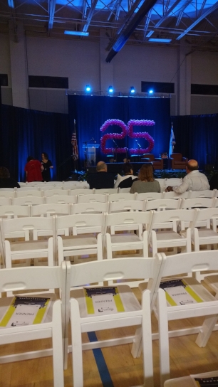 Before the crowd filled the gym. A picture from my seat.