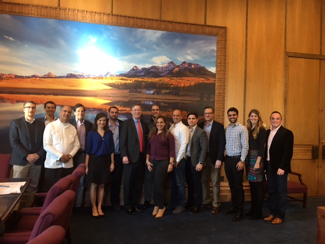 Cuban entrepreneurs meet with Colorado Governor John Hickenlooper.