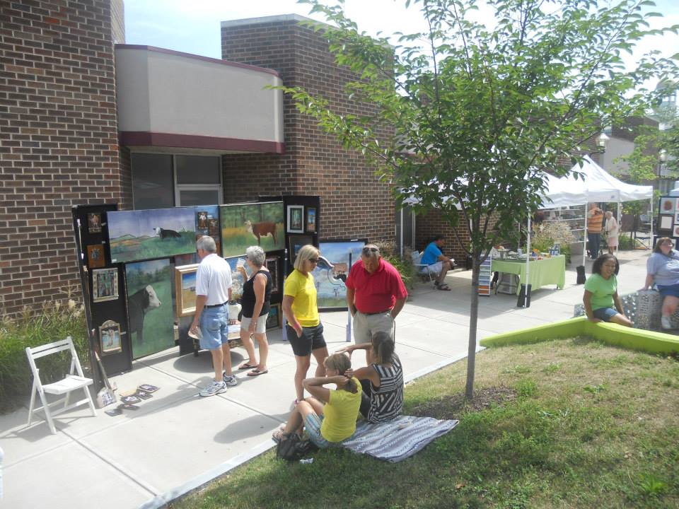 Group of people on sidewalk