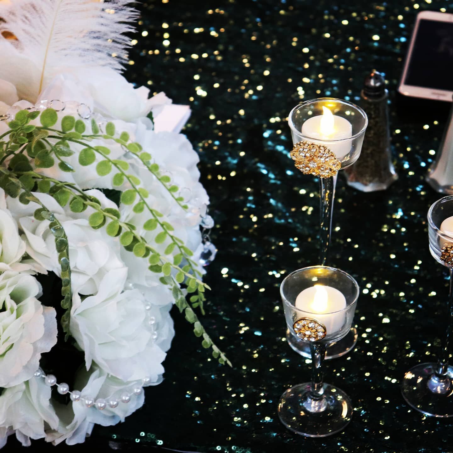 Roaring 20s with a touch of added jewels to the tealight holders. #JSEventCustom