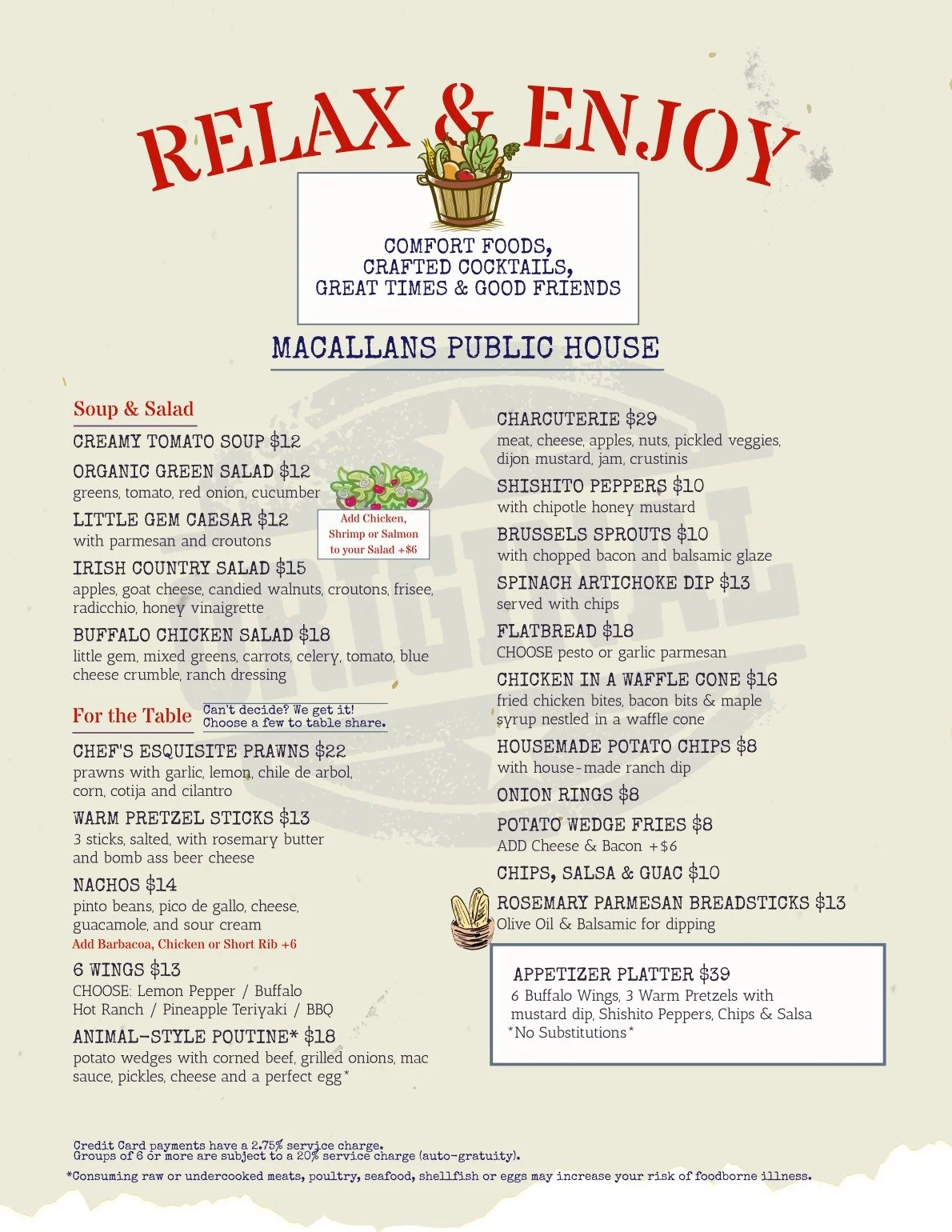 Macallans Public House Menu