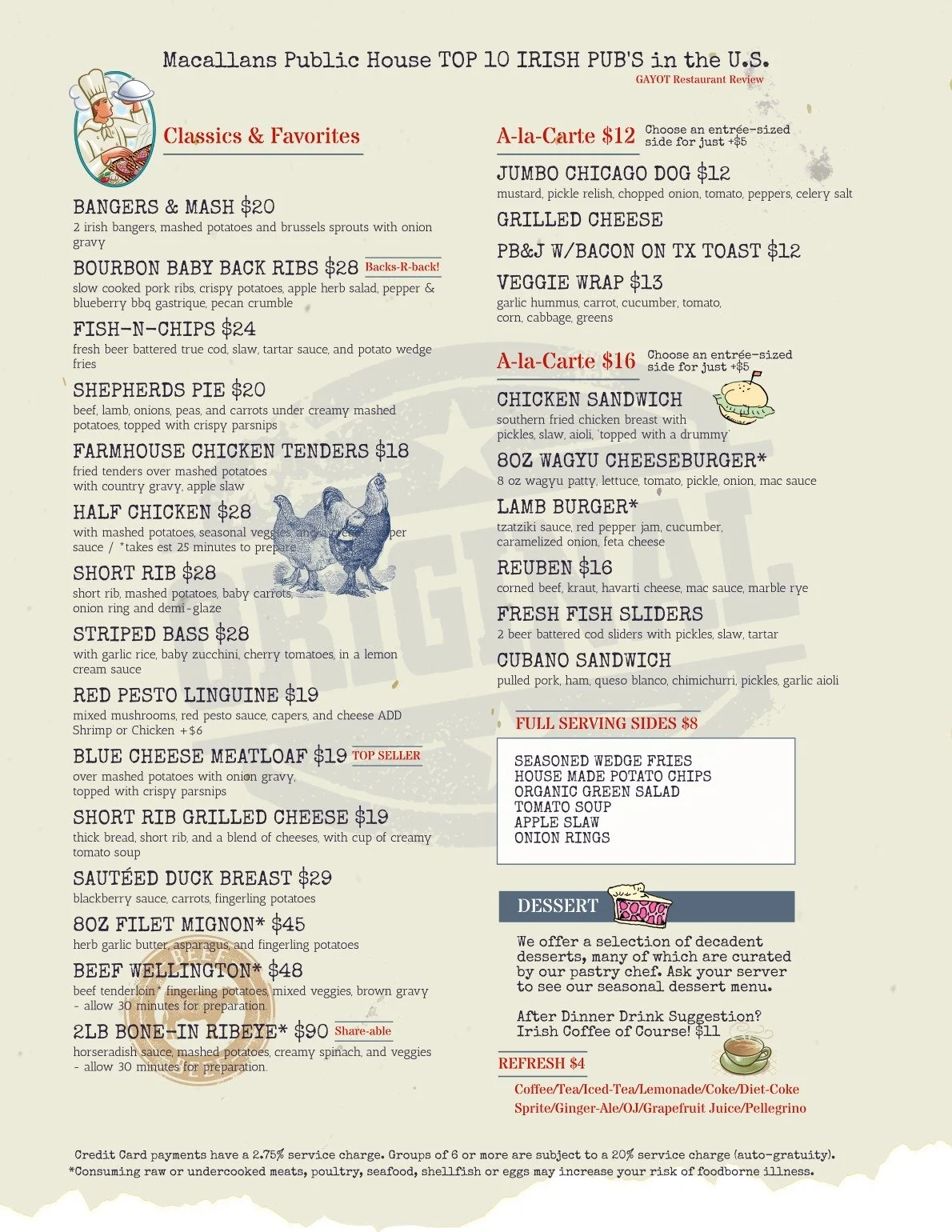 Macallans Public House Menu