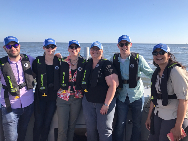 Representatives from Quantified Ventures, EDF, and Port Fouchon doing research on the Louisiana Coast.